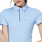 ジャカード生地の襟付き半袖トップス（レディース）