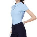 ジャカード生地の襟付き半袖トップス（レディース）