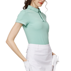 ジャカード生地の襟付き半袖トップス（レディース）