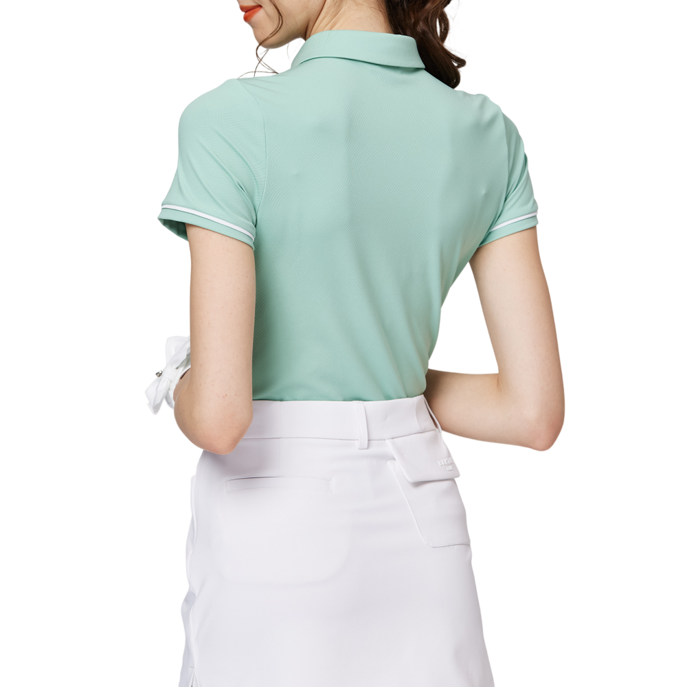 ジャカード生地の襟付き半袖トップス（レディース）