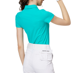 ダイヤモンド柄ジャカードカラーのレディース半袖トップス