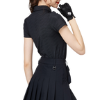 ダイヤモンド柄ジャカードカラーのレディース半袖トップス