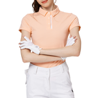 ダイヤモンド柄ジャカードカラーのレディース半袖トップス