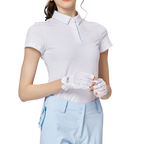 ダイヤモンド柄ジャカードカラーのレディース半袖トップス