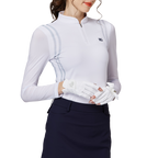 スタンドカラーのアイスシルク日焼け防止スリーブ