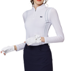 スタンドカラーのアイスシルク日焼け防止スリーブ