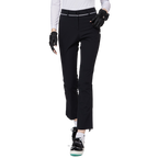 細身の伸縮性ウエストスリットレディースパンツ