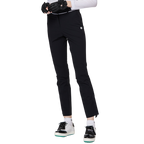 細身の伸縮性ウエストスリットレディースパンツ