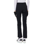 細身の伸縮性ウエストスリットレディースパンツ