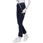 細身の伸縮性ウエストスリットレディースパンツ