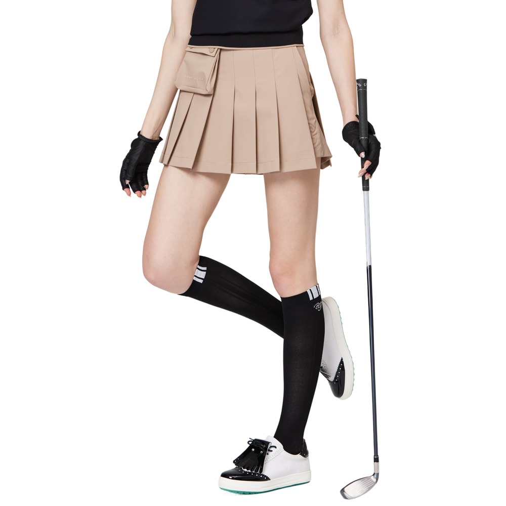 高腰寬折女短裙