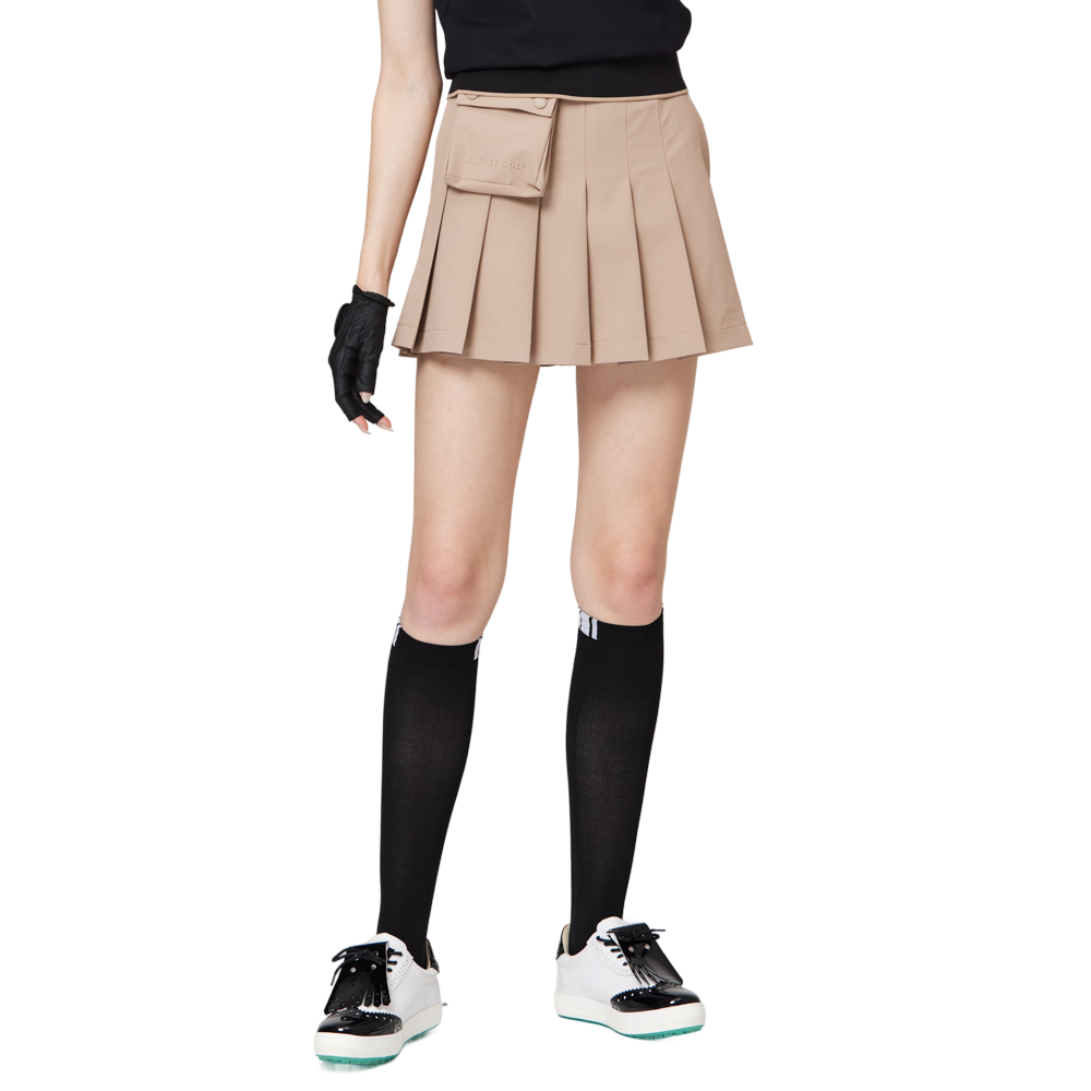 高腰寬折女短裙