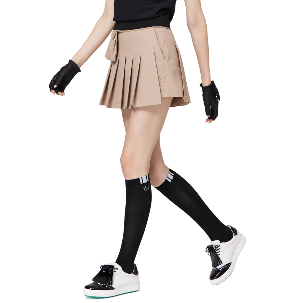 高腰寬折女短裙