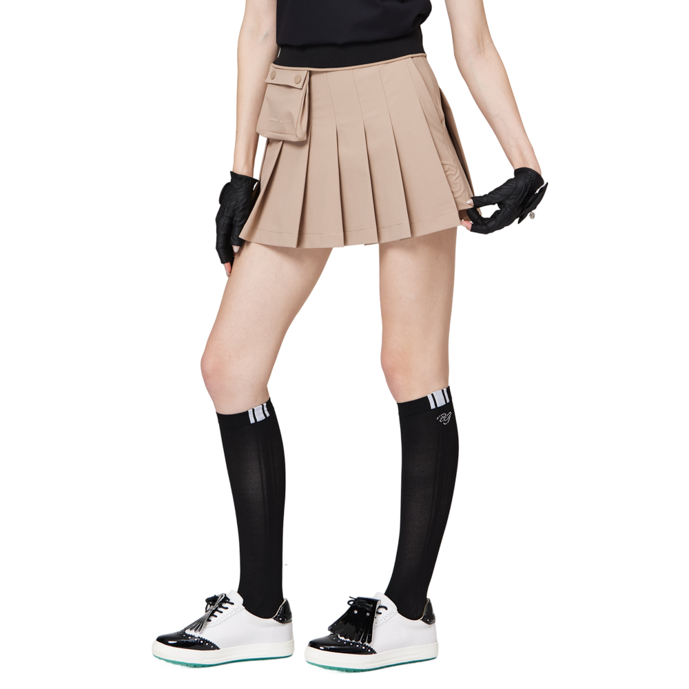 高腰寬折女短裙