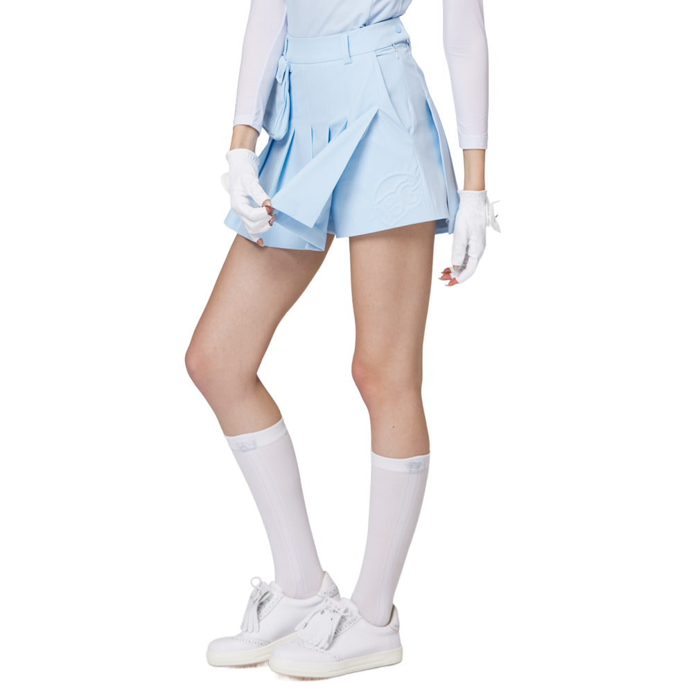 High-waisted wide-pleated women's short skirt