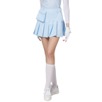 高腰寬折女短裙