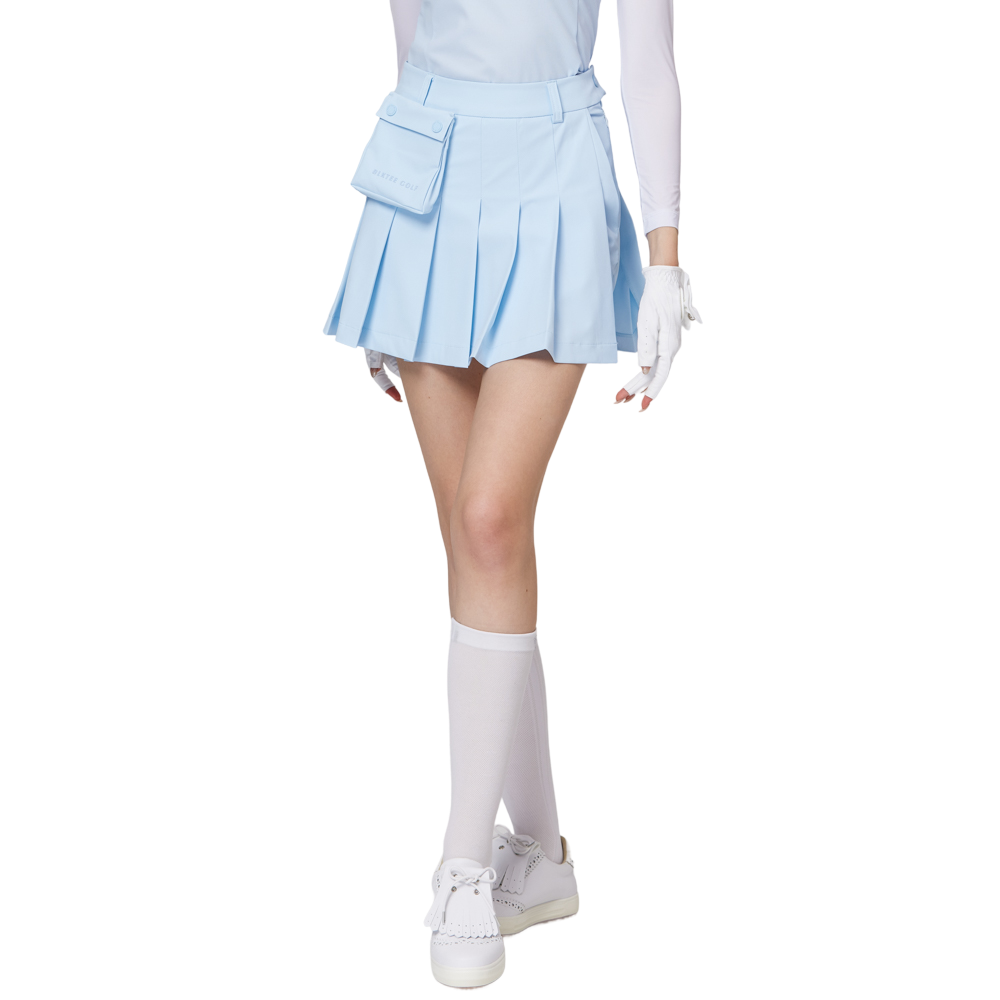 高腰寬折女短裙