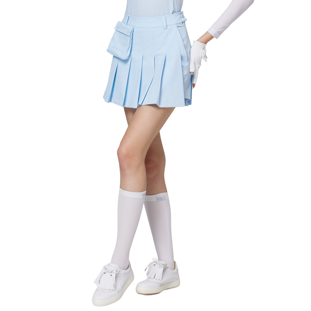 高腰寬折女短裙