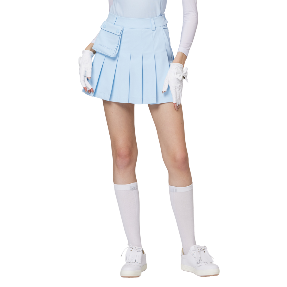 高腰寬折女短裙