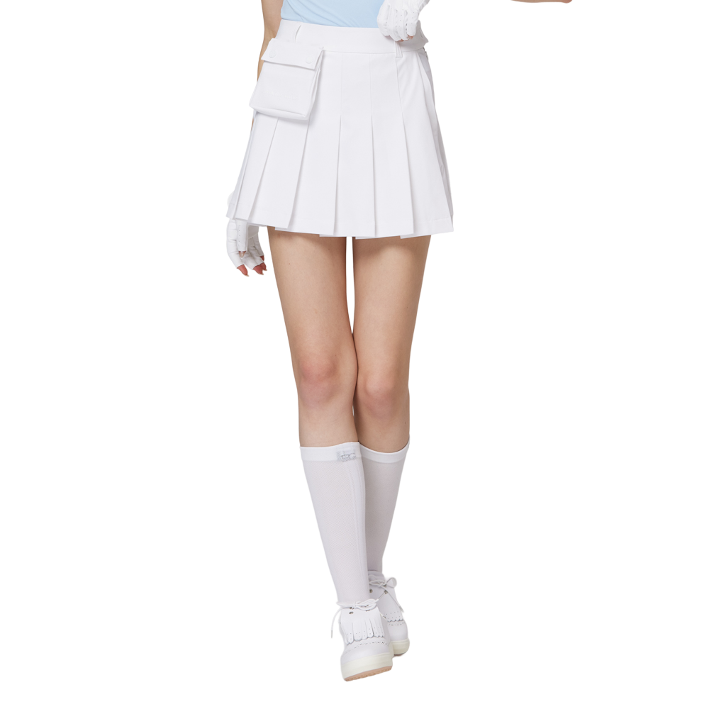 高腰寬折女短裙