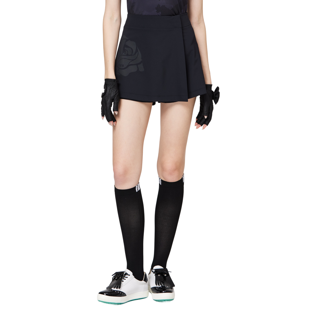 印花高腰A字女短褲裙