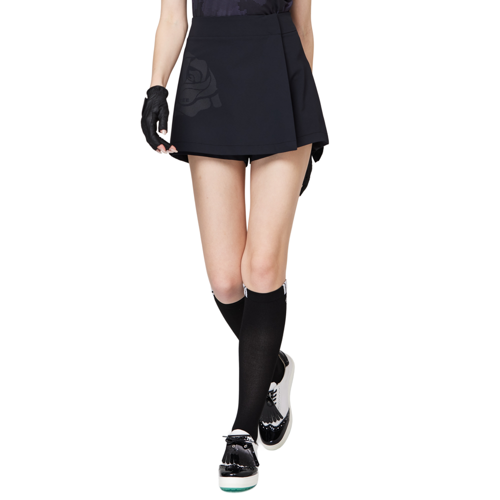 Printed high-waisted A-line women's shorts skirt