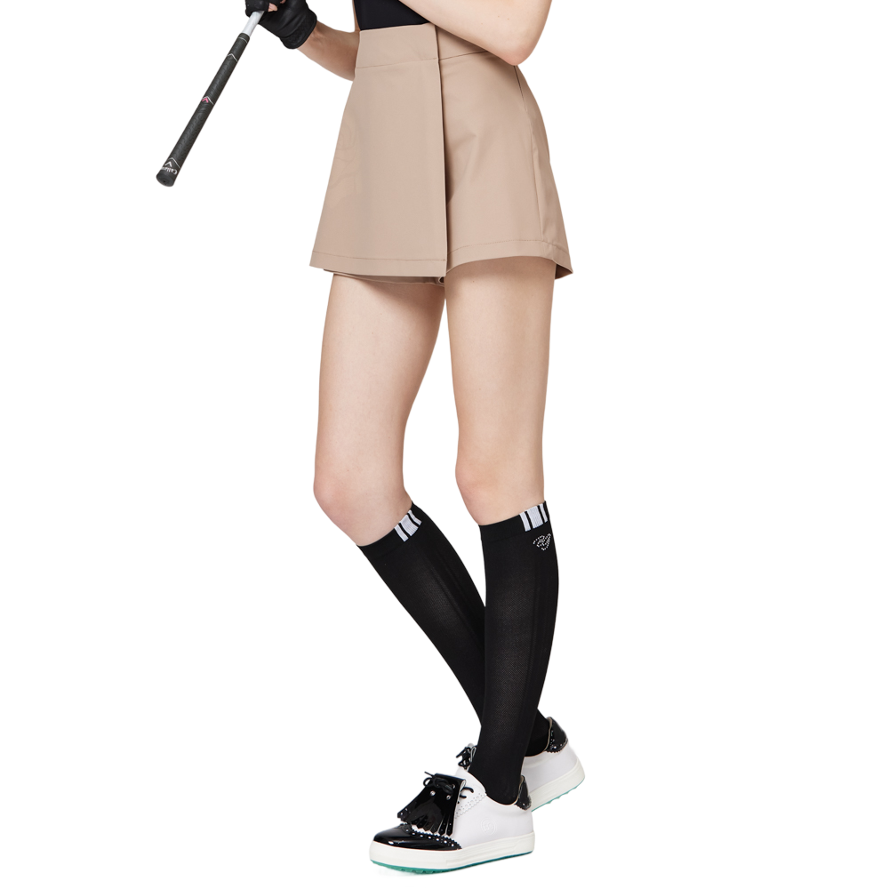 印花高腰A字女短褲裙