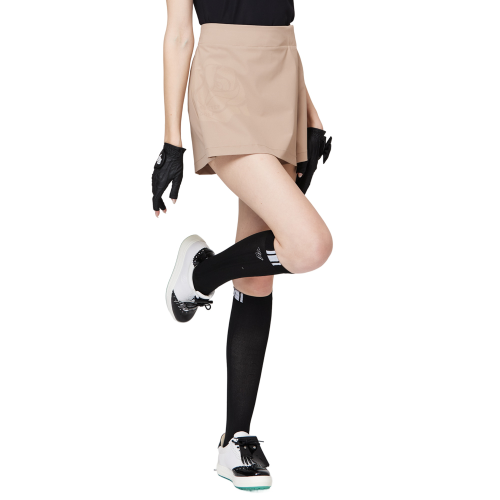 印花高腰A字女短褲裙