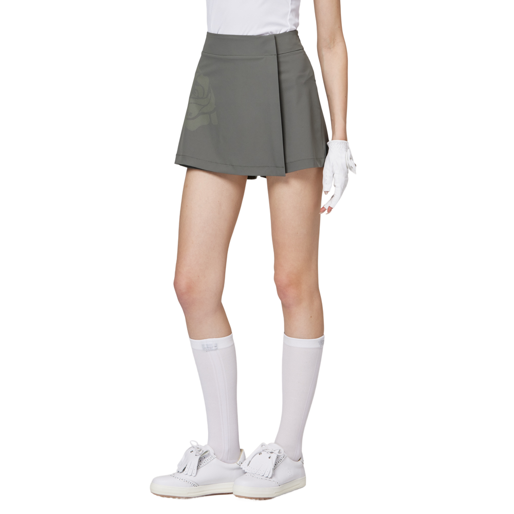 印花高腰A字女短褲裙