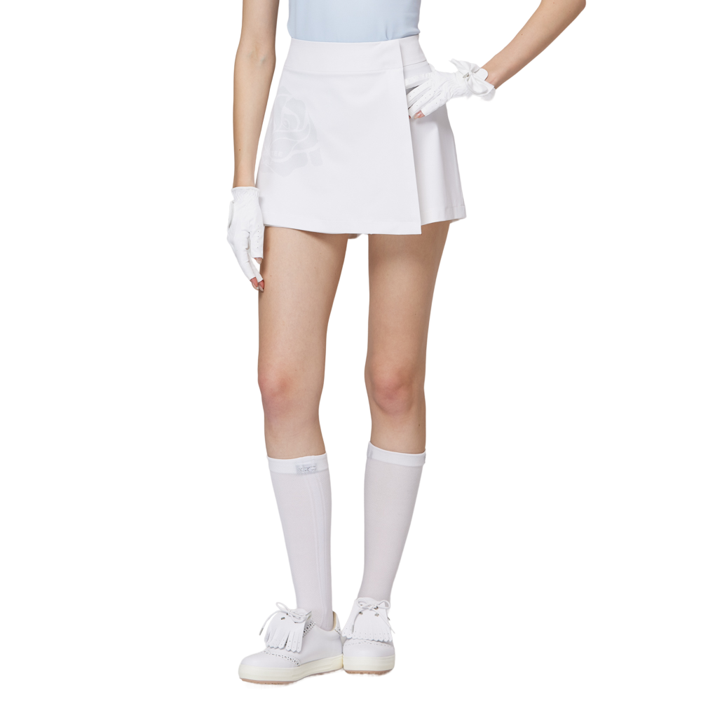 印花高腰A字女短褲裙