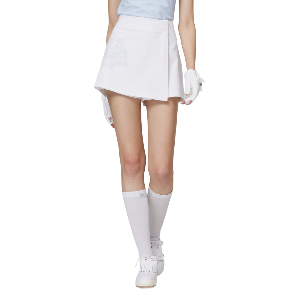 印花高腰A字女短褲裙