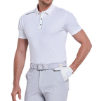 男進口竪條短袖(白)