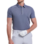 男進口竪條短袖(藍灰)