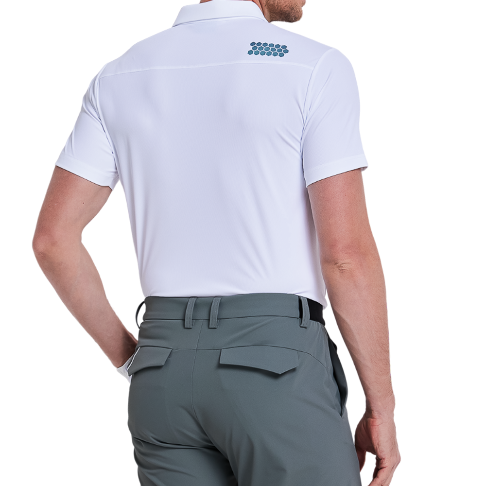 Men's thin striped short-sleeved shirt (white)