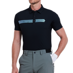 男細竪條短袖(黑)