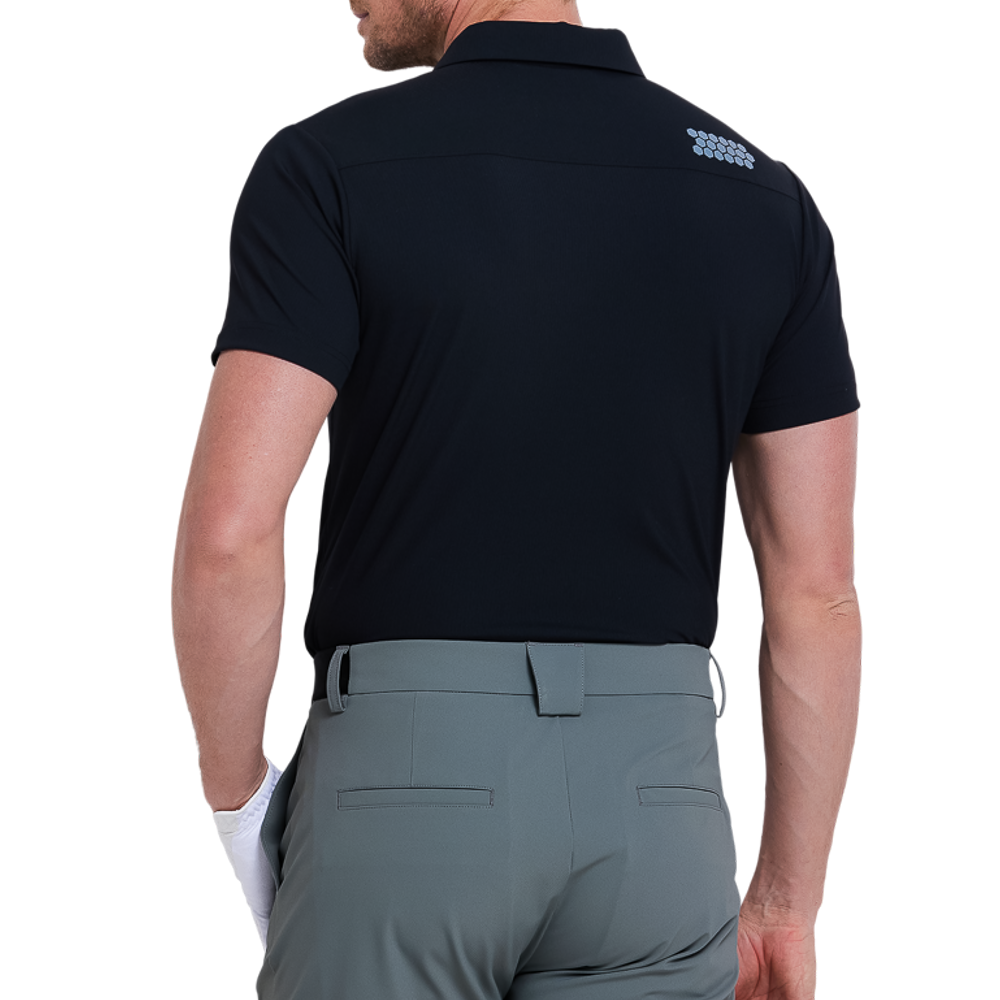 Men's pinstripe short-sleeved shirt (black)