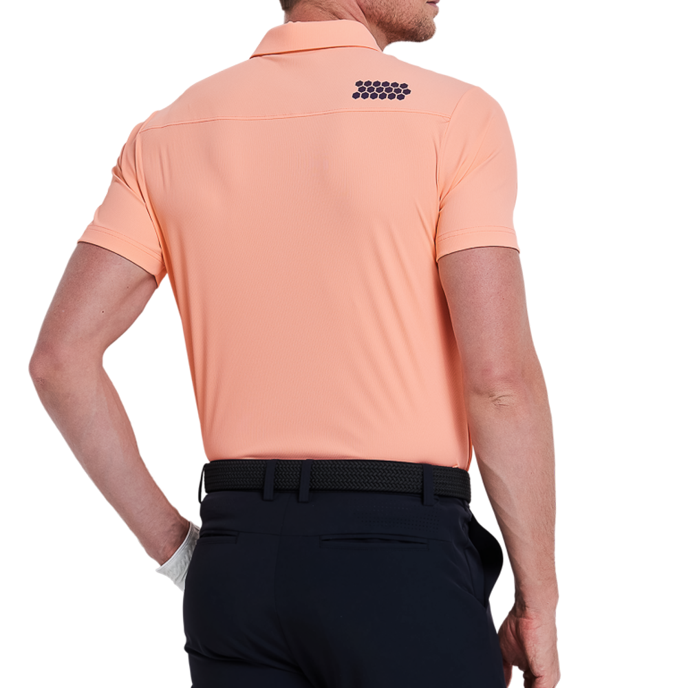 Men's thin vertical striped short-sleeved shirt (orange)
