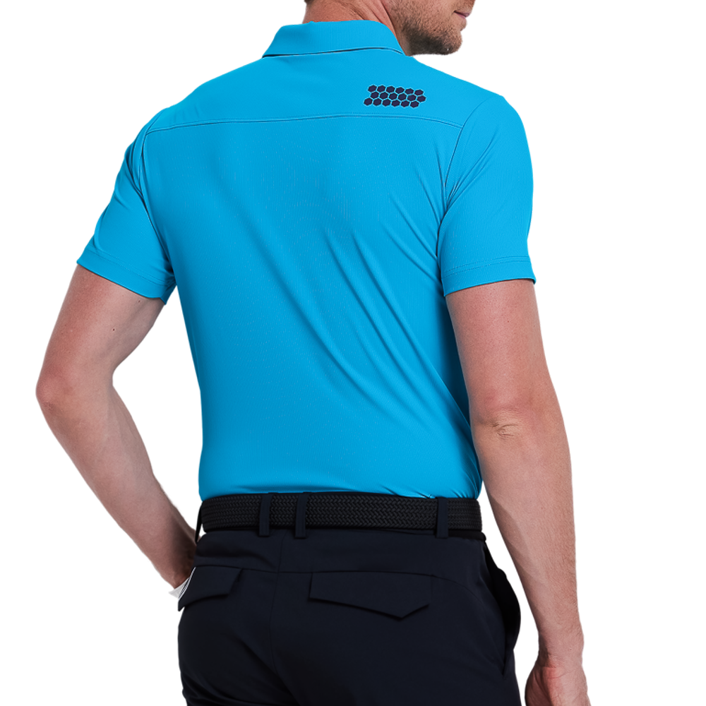 Men's thin striped short-sleeved shirt (cyan/blue)