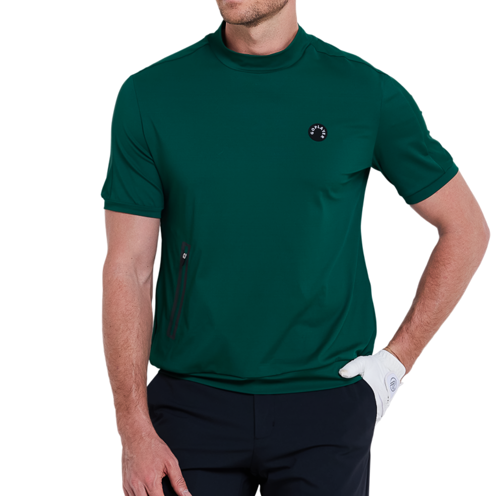 Men's moisture-wicking short-sleeved shirt (dark green)
