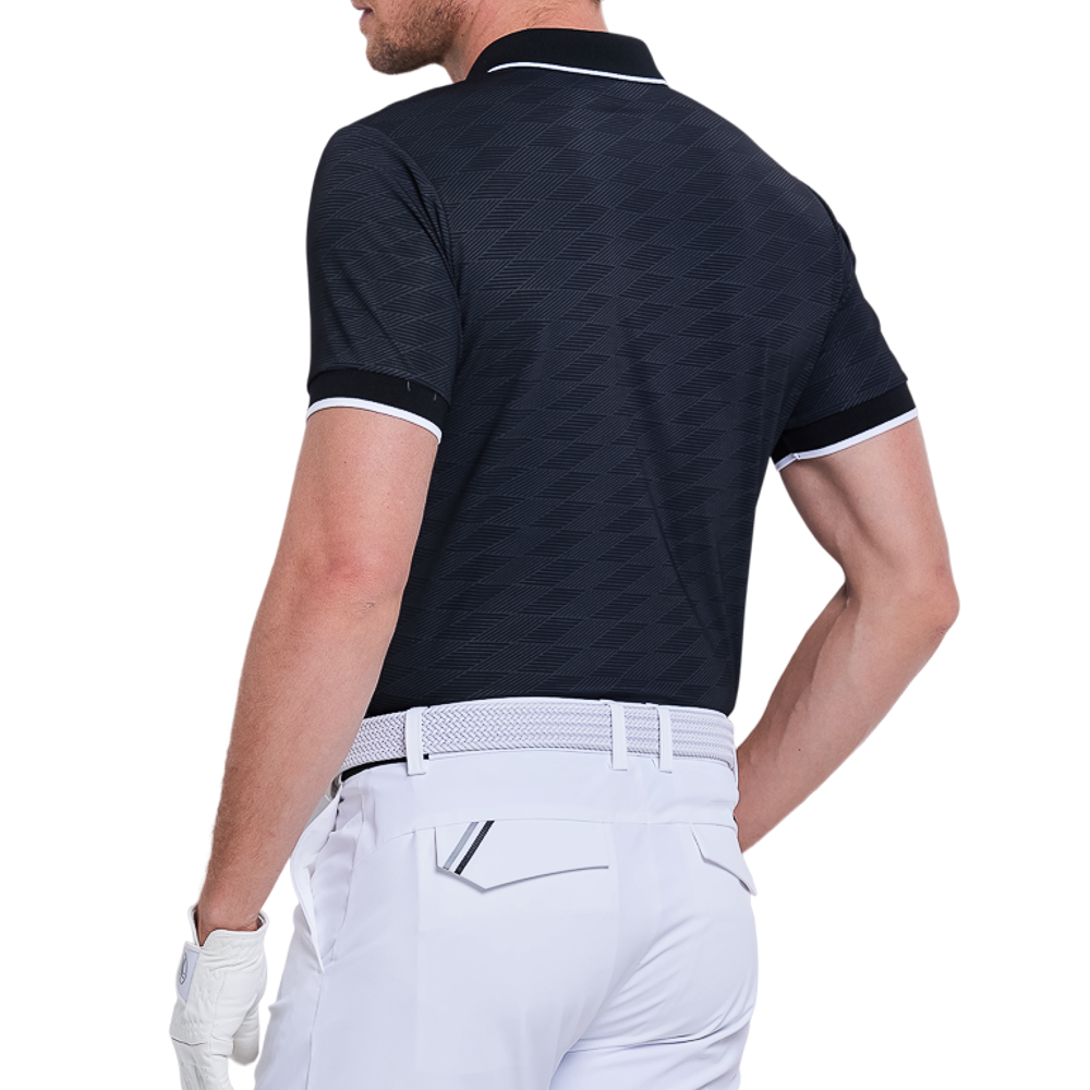 Men's Ice-Feel Jacquard Short-Sleeve T-Shirt (Black)