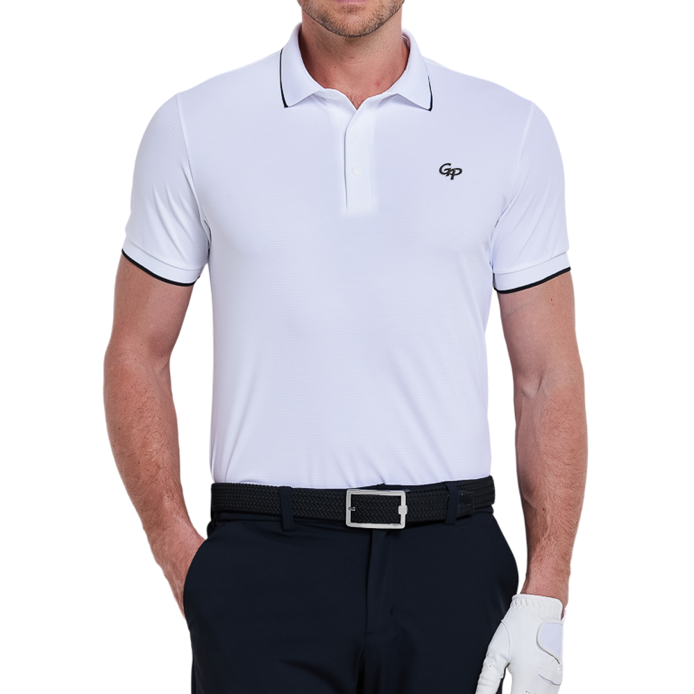 メンズ アイスフィール ジャカード 半袖Tシャツ（ホワイト）