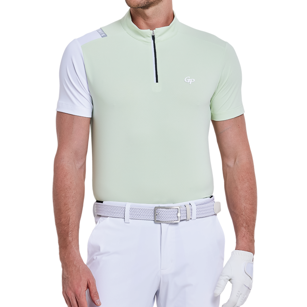 Men's checkered breathable short-sleeved shirt (light green)