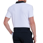 Men's color-blocked collar cool-feel short-sleeved shirt (white)