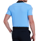 Men's color-blocked collar cool-feel short-sleeved shirt (light blue)