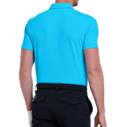 Men's color-blocked shoulder short-sleeved shirt (lake blue)