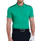 Men's color-blocked shoulder short-sleeved shirt (grass green)