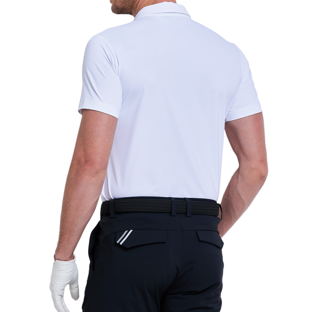 Men's short-sleeved shirt with fine beaded fabric (white)