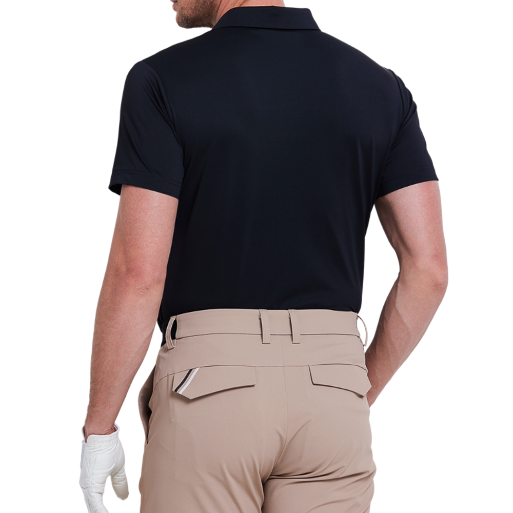 上質なビーズ生地を使用したメンズ半袖シャツ（ブラック）