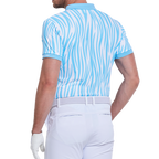 Men's colorful striped print short-sleeved shirt (blue)