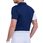 Men's color-blocked shoulder short-sleeved shirt (royal blue)